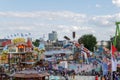 Top view of amusement park, carnival or festival called GrÃÂ¶ÃÅ¸te Kirmes am Rhein.